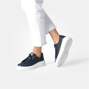 Paul Green Bungee Lace Platform Trainer - Navy Leather